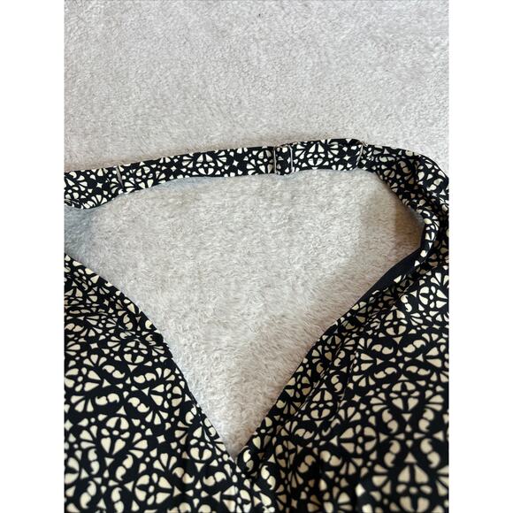 L.L. Bean Swim Dress Halter Adjustable Neck Size Large Swimsuit Black & Cream - Picture 9 of 10